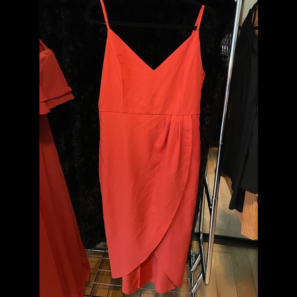 Rust/ red orange tulip bottom dress